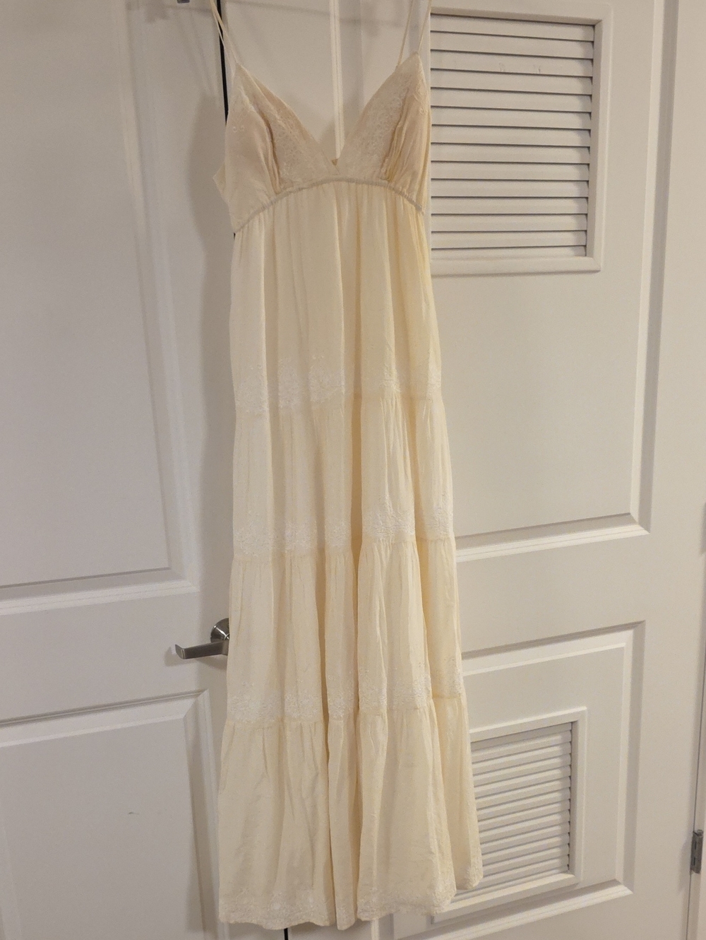 bebe Cream Lace-Trim Spaghetti Strap Maxi Dress